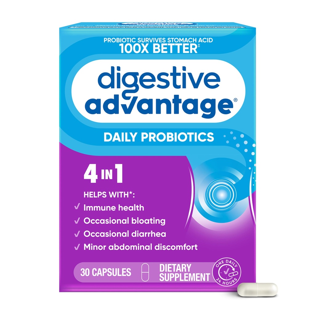 Daily Probiotic Capsule - Verdauungsvorteil 30 Kapseln, Überlebt 100x Besser, Lessens Bloating, Kalzium, fördert Verdauungsgesundheit und Gut Flora, multi