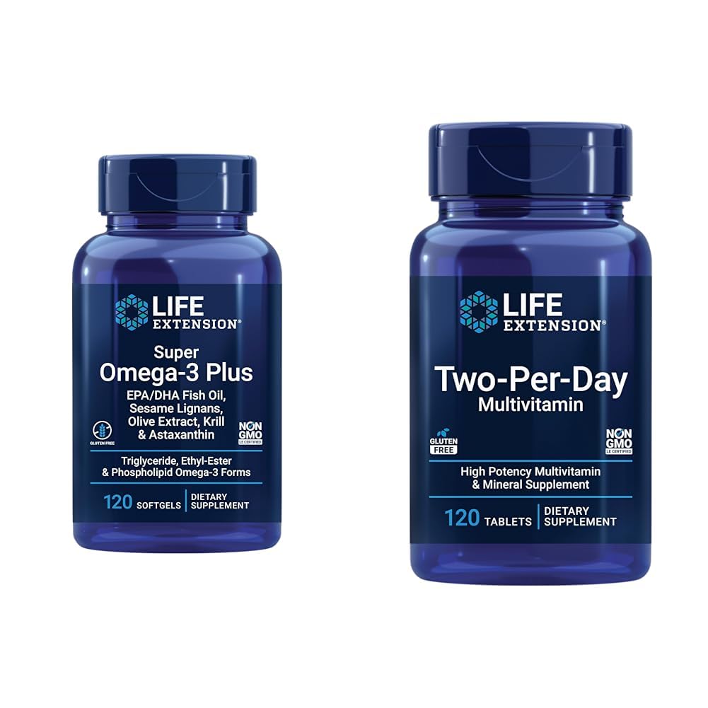 Life Extension Super Omega-3 Plus EPA/DHA Fischöl, Sesam Lignane & Zwei-Per-Day High Potency Multi-Vitamin & Mineral Supplement