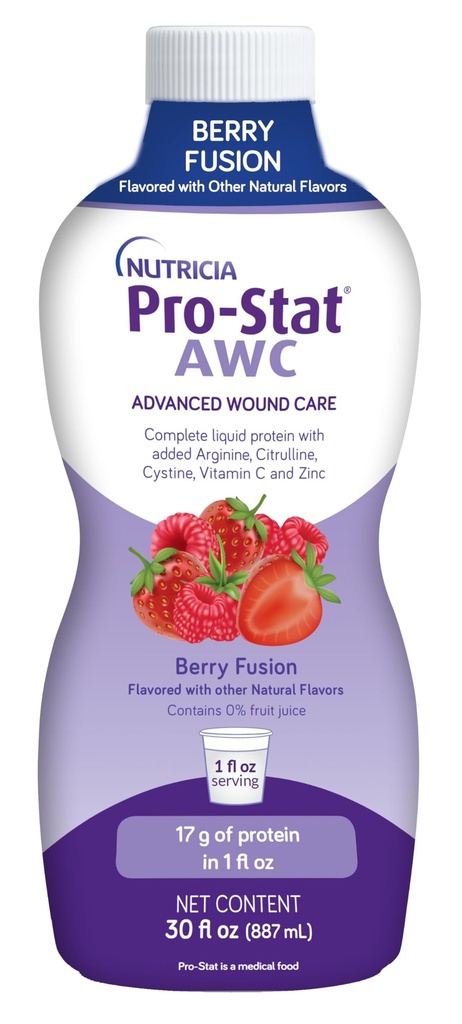 Pro-Stat Advanced Wound Care (AWC), Concentrated Liquid Protein Medical Food - Berry Fusion Flavor, 30 Fl Oz Flasche