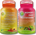 Antioxidant & Immunität Support Bundle - Liposomales Vitamin C 1500mg mit Bio Acerola Cherry & Camu + Women's Daily Multivitamin mit Eisen, Superfoods, Probiotics & Enzymes – Vegan, Non-GMO