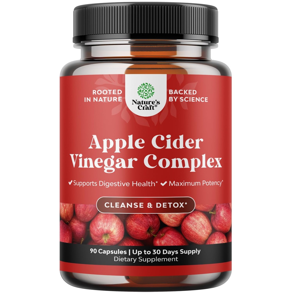 Nettoyer les capsules de vinaigre de cidre de pomme - ACV Cleanse et les pilules de désintoxication pour la santé gustative et digestive avec Slimming Cayenne - Capsules de vinaigre de cidre de pomme extra-fort pour Gut Cleanse et de désintoxication corporelle complète (30 portions)