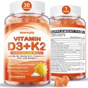 Vitamin D3 K2 Gummi für Erwachsene - Vitamin D3 5000IU + K2 (MK-7) 120mcg - Zuckerfreie D3 und K2 Beilagen mit Omega-3, Methyl B12, B9, B6, Vitamine E & Zink - für Calciumabsorption & Immune Gesundheit