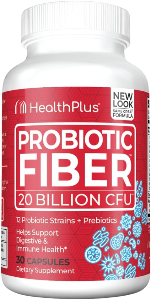 Health Plus Probiotic Fiber - Nahrungsergänzungsmittel, Detox, 30 Kapseln, 30 Portionen