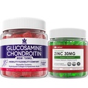 Gommies de zinc sans sucre 2 Pack + Glucosamine Chondritine Gommies 2 Pack