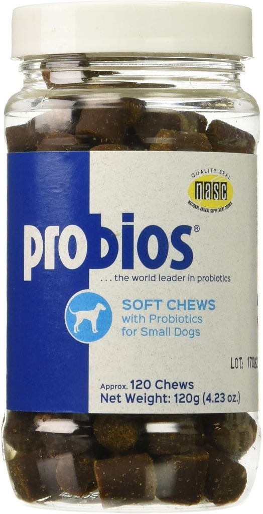 Probios for Dogs Soft Chews, Probiotics for Dogs, Daily Supplement for Gut Health, Digestion & Immune Support, Small Breeds, 4.23oz