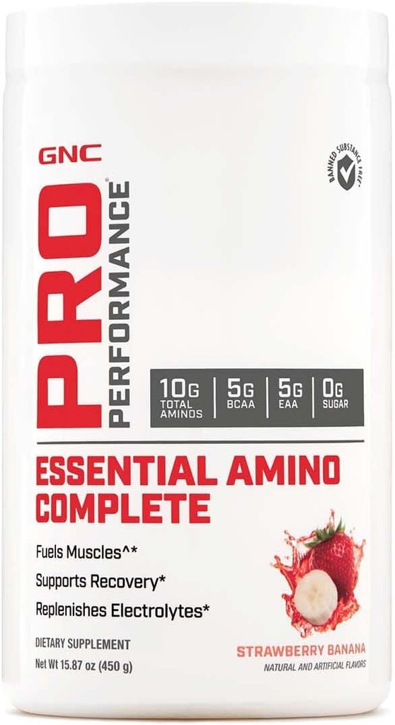 GNC Pro Performance Essential Amino Complete, Strawberry Banana, 15.87 oz., Unterstützt Muskelrückgewinnung