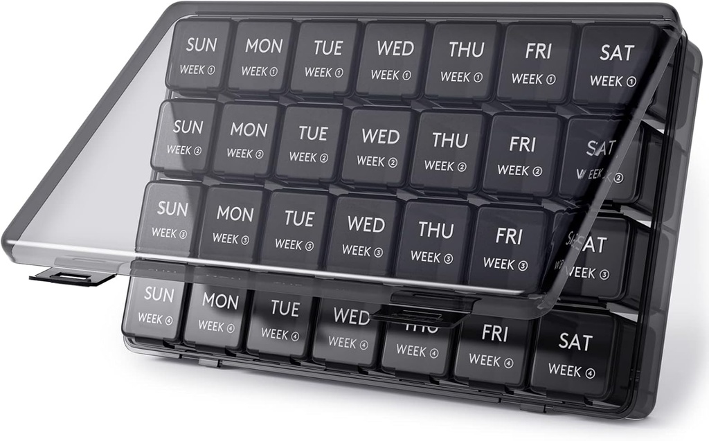 Lifewit Monatliche Pille Organizer, 28 Tage Pille Box, 4 Wochen ein Monat Pillen Fälle, große Komponenten Medizin Organizer für Vitamine, Fischöle, Ergänzungen