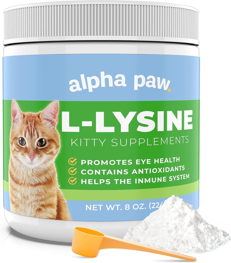Alpha Paw - Human Grade für Haustiere - Cat Lysine Supplement - Extra Servietten 5-10 Monate Versorgung - Natürliche Lysine (8 Unzen/227 Gramm)