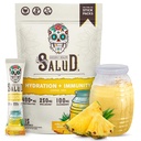 Salud 2-en-1 Packs d'hydratation + Immunity Electrolytes Poudre, Ananas - Agua Fresca Mélange de boissons, Elderberry, Sans produits laitiers et sans soja, Non-OGM, Sans gluten, Vegan, Faible calories, 1g de sucre (15 portions)