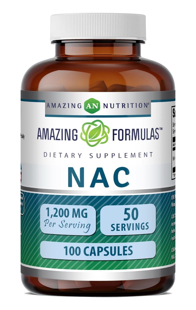 Amazing Formulas N-Acetyl Cysteine (NAC) 1200 Mg Capsules Supplement - Non-GMO - Gluten Free - Made in USA - 100 Count