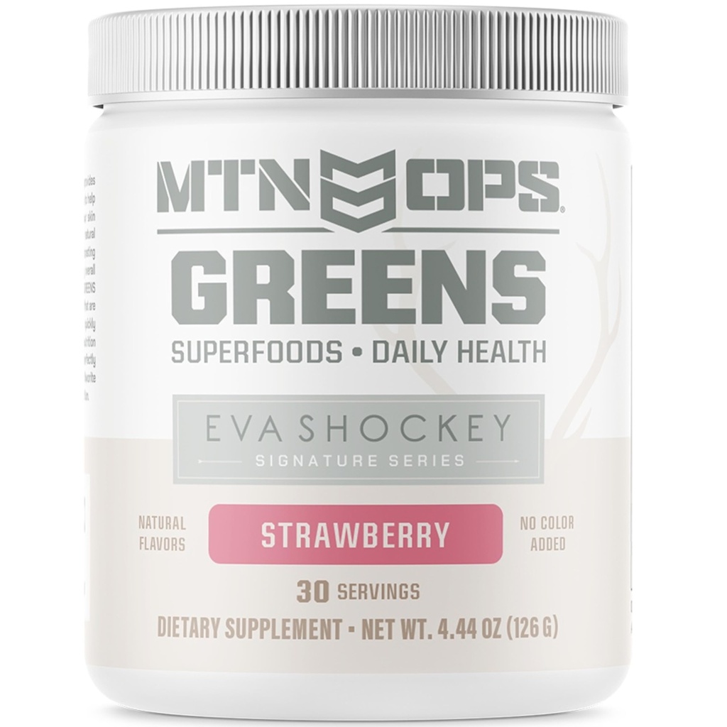 MTN OPS Eva Shockey Signature Serie Super Greens Bio Super Foods Pulver, Erdbeere, 30 Servierungen, Erdbeere, 4.4 Unze