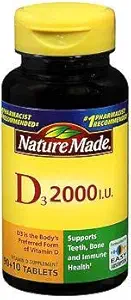 Nature faite de vitamine D3 2000 UI comprimés 100 ea (paquet de 2)