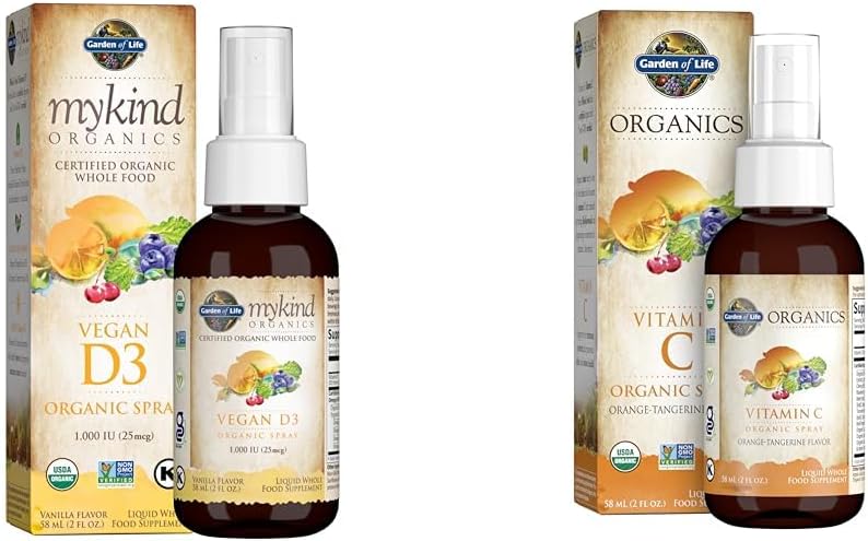Garden of Life Organic Vegan Vitamin D3 1000 IU Liquid Spray with Vitamin C and Omegas, Immune and Skin Health Support