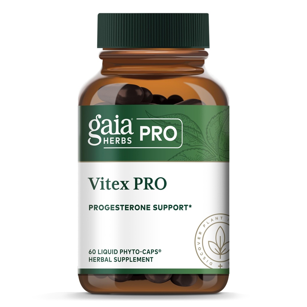 Gaia Herbs Pro Vitex PRO- Supplement unterstützt normale Menstruationszyklen & Gesunde Menopause* - Progesterone Support Supplement* mit Organic Chaste Tree Berry Extract - 60 Liquid Phyto-Caps (30 Portionen)