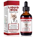 Fer liquide pour les chats, gouttes de fer liquide pour les chats soutient l'anémie, les niveaux de fer faible et les chats léthargie- améliorer les niveaux d'énergie et la vitalité, aliments pour animaux de compagnie supplément vitamine chat, caramel saveur - 2 fl.oz