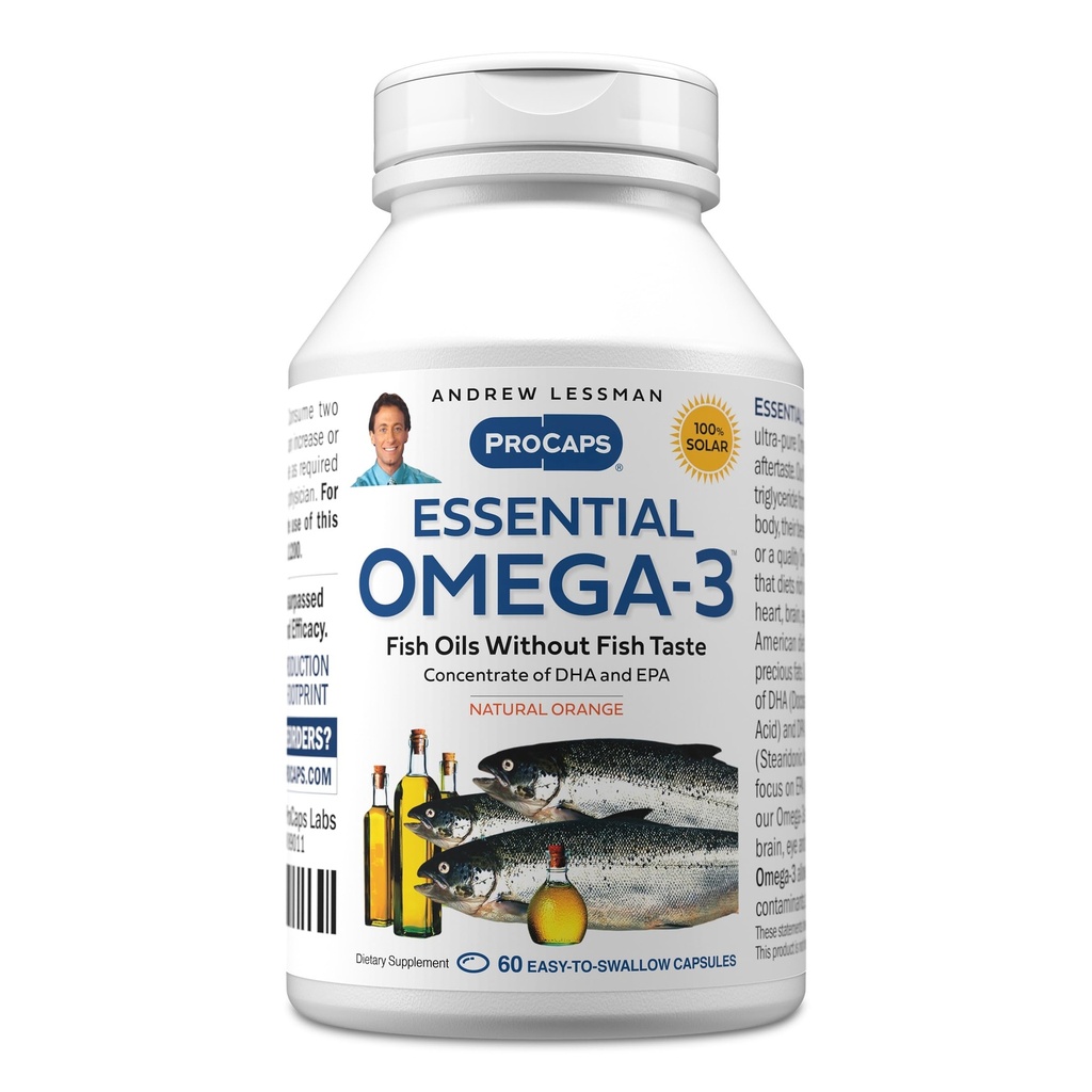ANDREW MOINSMAN Essential Omega-3 Orange - 60 Softgels - Ultra-Pure, Haute puissance Omega-3 huiles. Haut DHA, pas de soulèvement de l'estomac, pas de contaminants, pas de mercure. Petits softgels faciles à avaler