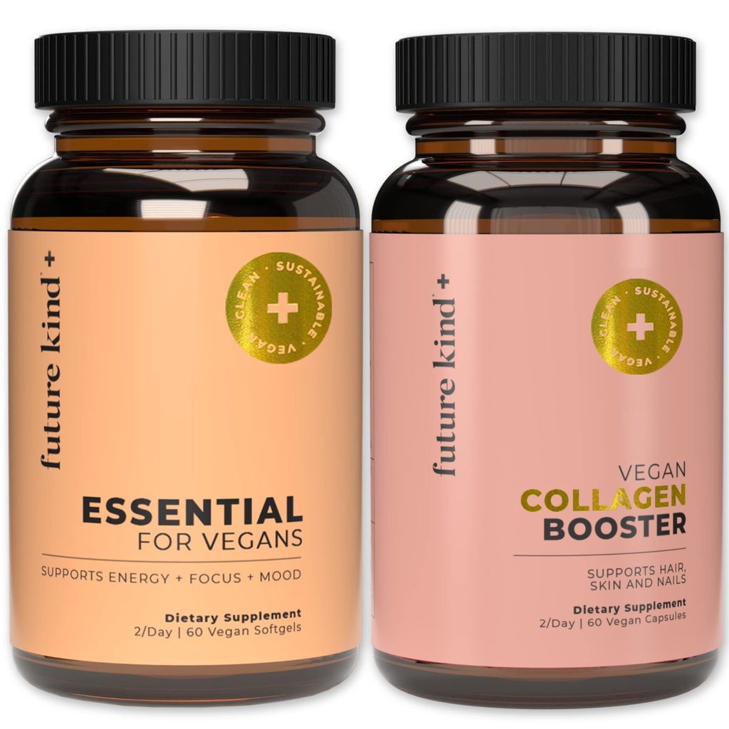 Future Kind Best Sellers Bundle | Vegan Multivitamine und Collagen Booster | Vegan Multivitamine für Frauen und Männer mit B12, Omega 3, und Vitamin D3 | Collagen unterstützt Haut, Haare und Nagelgesundheit