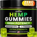Hemp Gummies - Zero Sugar - Extra Strength for Peace & Relaxation - Infused with Hemp Oil, Ashwagandha, L-Theanine - Tasty Relaxation Supplement - Natural Relief - 90 Ct - Formulated in USA