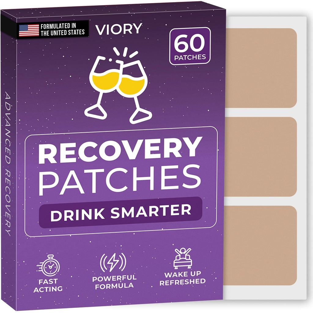 Patchs de récupération 60 Pack - Réveillez-vous rafraîchi et énergétiquement avec notre lot 100% naturel d'ingrédients pour la fête - Ami de la peau et imperméable - Appliquer avant de boire - Formule améliorée du matin