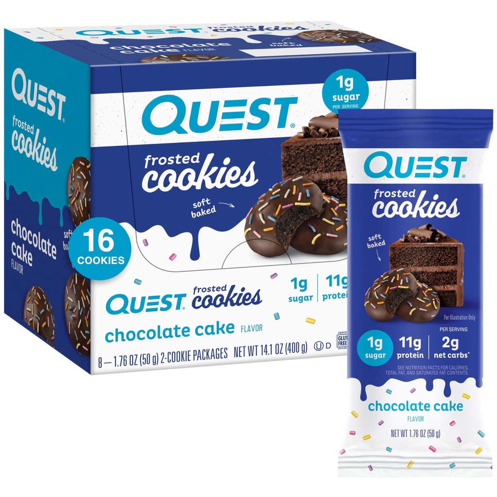 Quest Protein Bars (12 Count) & Frosted Cookies Twin Pack (16 Cookies) - High Protein, Low Carb