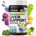 BIO KRAUTER Supplément foie Gommies - 60 Chews végétaliens avec/Thistle de lait, racine de dandelion pour le nettoyage du foie et de la désintoxication - 80% Silymarin