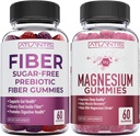 Atlantis Nutrition Sugar Free Prebiotic Fiber Gummis für Erwachsene 2-Pack (120 Gummi) + Magnesium Gummies - 770 MG Magnesium Citrate 60 Gummis
