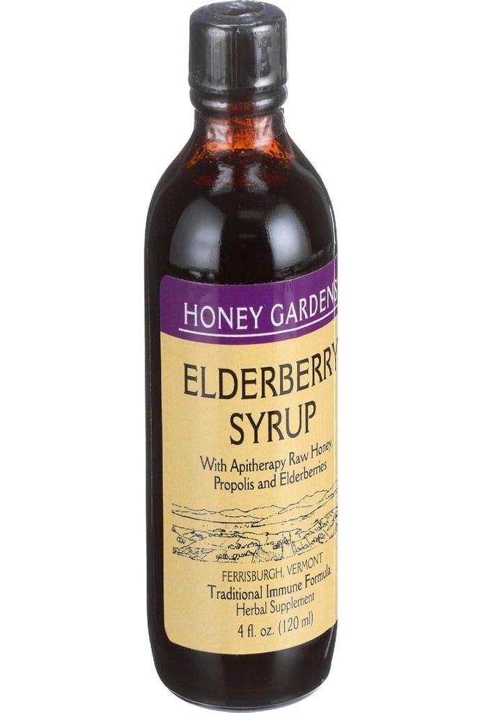HONEY GARDEN APIARIEN Apitherapie Elderberry Honey Syrup, 4 FZ