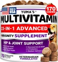 Hund Multivitamin Kaubar mit Glucosamin - Hunde Vitamine und Beilagen - 170 Treats - Senior & Welpen Multivitamin für Hunde - Hip & Joint Support - Immune Health, Haut, Herz, Verdauung, Probiotika
