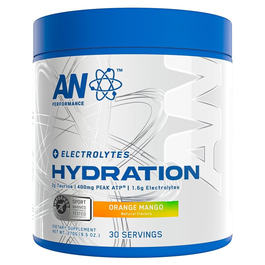 AN Performance Electrolyte Drink Mix | Zero Sugar Hydration Powder | Magnesium + Calcium + Potassium | Orange Mango | 30 Servings