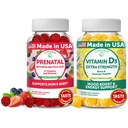 Lunakai Prénatal et Vitamine D3 Gommies Bundle - Grossesse Gommy multivitamine avec acide fer et folique - Immunité, os et l'humeur Supplément de soutien pour les adultes - 30 jours d'approvisionnement