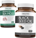 Schwarze Seed & Sea Moss (1-Monats-Versorgung) Nourishing Nature Bundle of Black Seed Oil 120 Softgel Capsules (Non-GMO & Vegan) Kaltgepresste Nigella Sativa & Irish Sea Moss Capsules (Non-GMO & Organic)