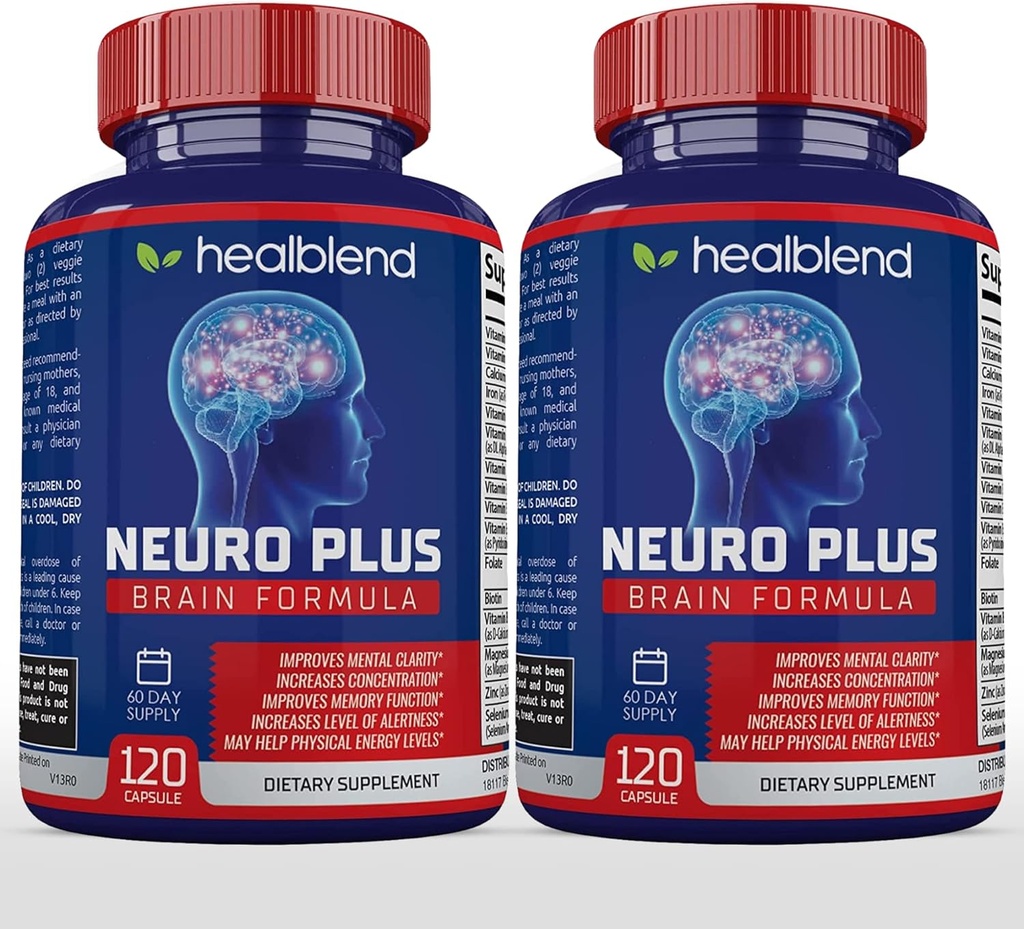 Neuro Plus Brain & Focus Formel - Nootropic Brain Booster Supplement, unterstützt Gehirngesundheit, Psychische Klarheit & Fokus - verbessert Konzentration & Mental Energy – 120 Kapseln (2)