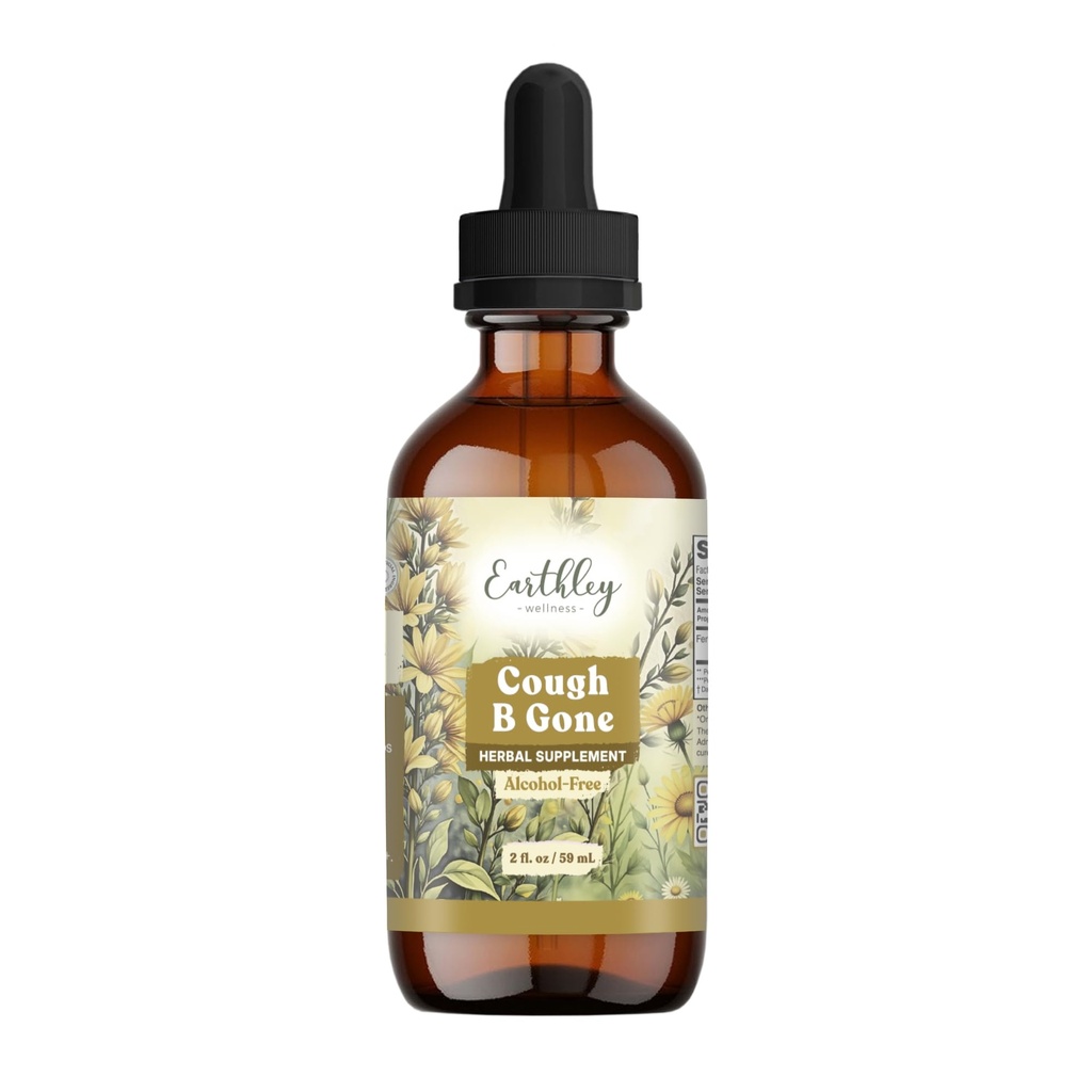 Earthley Wellness, Cough-B-Gone, Alkoholfreie Kräutertee für Kinder & Erwachsene (6 Monate+), Kalte und Cough Remedy, Beruhigt Sore Throats, fördert Lung Health und Entgiftung (2oz, Kinder)