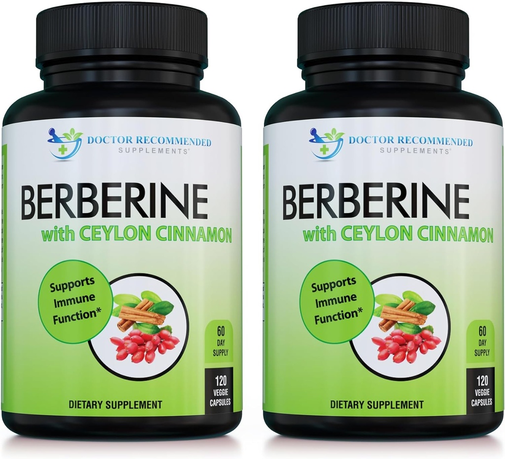 Berberine mit Ceylon Cinnamon - 1200mg Berberine & 100mg Organic Ceylon Cinnamon - 120 Veggie Kapseln, Gesunde Immunsystem Herz-Kreislauf- und Gastrointestinal Wellness (Pack von 2)