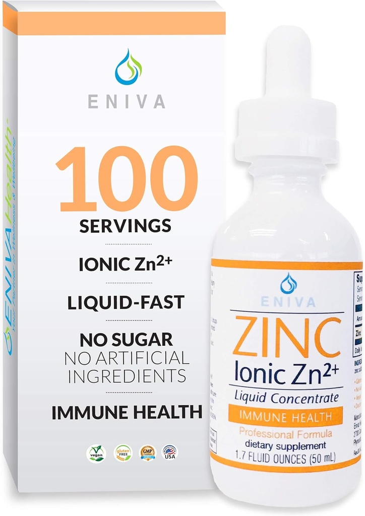 Eniva Liquid Zink Supplement Ultra Konzentrat Zink Tropfen für Immungesundheit 1.7 oz