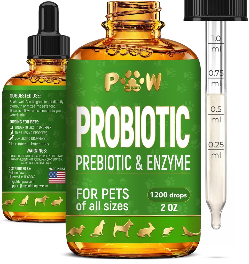 Liquid Probiotics for Dogs & Cats of All Ages | Dog Probiotics bietet Digestion Balance | Prebiotic Blend for Harmonious Food Absorption | 3 Billion CFU | Kräuter Geschmack | 2 Oz