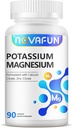 Kalium-Magnesium-Ergänzung mit Calcium Zink 1185mg, Hohe Potenzformel für Leg Cramps, Knochen & Muskel-Gesundheit, Non-GMO, Glutenfrei, Vegan, 90 Kapseln