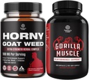 Bundle of Horny Goat Weed für männliche Verbesserung - Extra Stärke Horny Ziegen Unkraut für Männer und extra Stärke Testosteron Booster für Männer - Natürliche Testosteron Ergänzung
