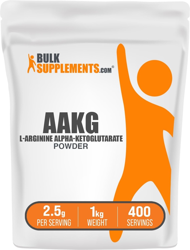 BulkSupplements.com AAKG Powder - Arginine AKG Supplement, Nitric Oxid Supplement, Unflavored & Glutenfrei, 2,5g pro Servierung, 1kg (2.2 lbs) (Pack von 1)