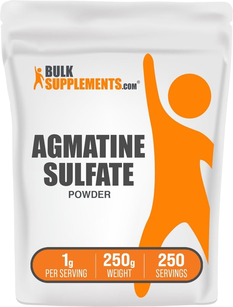 BulkSupplements.com Agmatin Sulfatpulver - Nitric Oxid Supplement, Pre Workout Powder - Unflavored & Glutenfrei, 1g pro Servierung, 250g (8.8 oz) (Pack von 1)