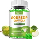 Sugar Free Soursop Graviola Gummi - Bio Soursop Blätter & Obst Extrakt - Verdauungshilfe, Immununterstützung & Antioxidans Eigenschaften - 60 Apple Flavored Gummis