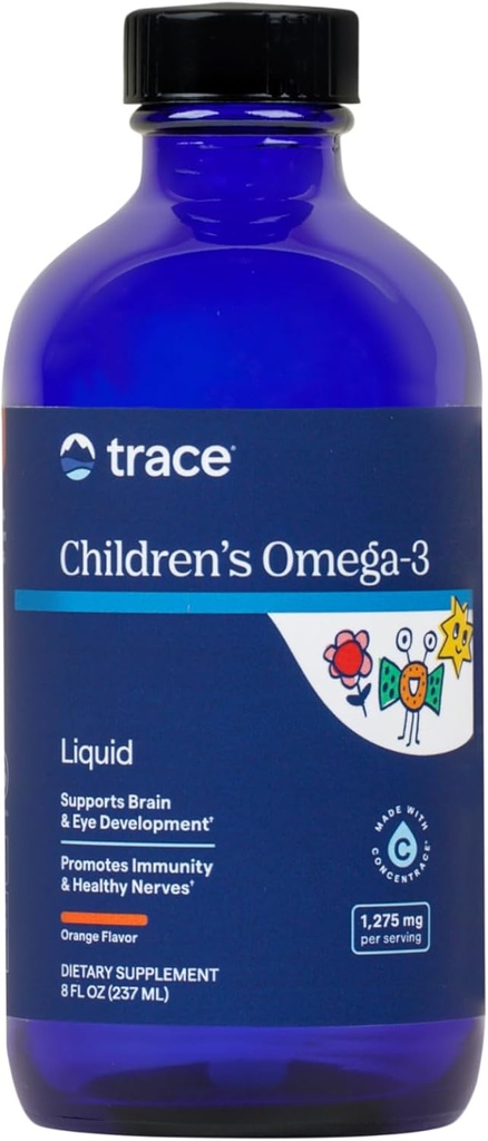 Trace Minerals Kinder Omega-3 - Flüssige Ergänzung unterstützt Nervous & Immune System Funktion - Health Supplement für Kinder - EPA & DHA unterstützt Gehirn & Augenentwicklung - Orange, 8 fl oz