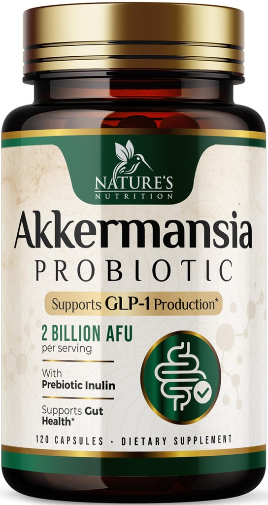 Akkermansia Probiotic - Akkermansia 2 Billion AFU Per Serving - Advanced Probiotics Akkermansia Muciniphila Supplement - Digestive Health & GLP-1 Support & Prebiotics - Bottled in USA - 120 Capsules