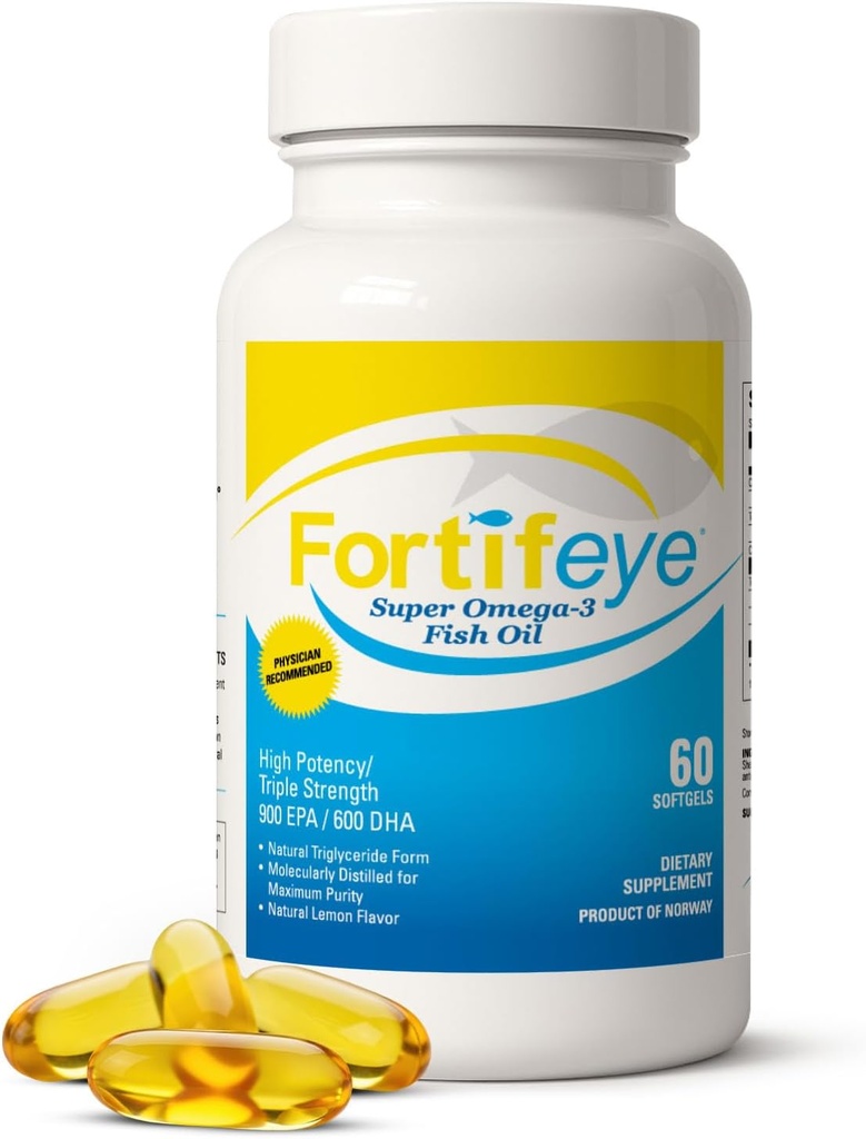 Omega 3 Huile de poisson 60Count 1600 mg Fabriqué en Norvège - Haute puissance Huile de poisson Omega 3 Suppléments Triglycéride Forme avec EPA et Suppléments DHA pour les femmes et les hommes Pas de poisson après le goût Saveur de citron naturel