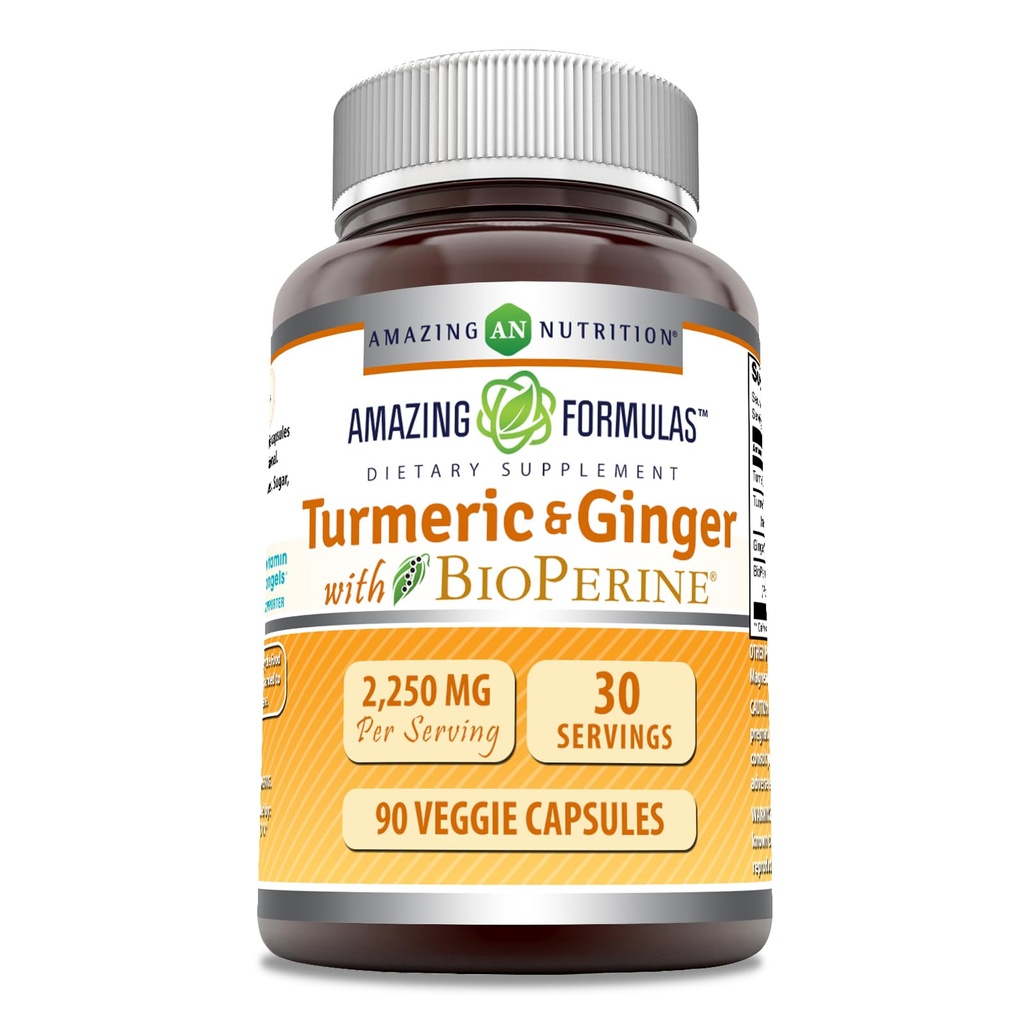Formules étonnantes Curcumine curcuma et gingembre avec supplément BioPerine.
