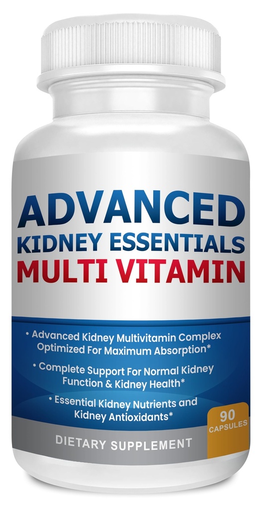 Advanced Kidney Essentials Multivitamin. Nierenunterstützungsergänzung für komplette Nierengesundheit. Nierengesundheitsergänzung mit Nieren Vitamine 90 Caps
