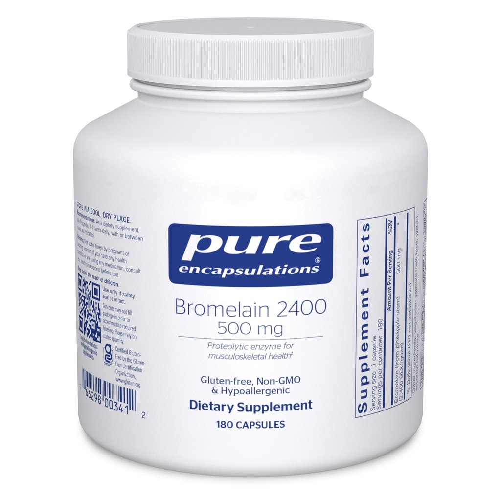 Pure Encapsulations Bromelain 2400 500 mg - für Verdauungsunterstützung & Musculoskeletal Gesundheit - Unterstützt Gelenke & Muskelrückgewinnung* - Proteolytische Enzyme - Vegan - 180 Kapseln