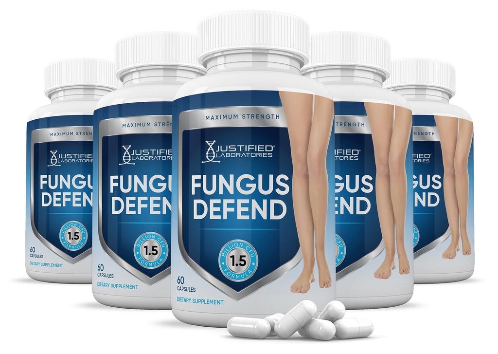 Justified Laboratories (5 Pack) Fungus Defend Pills 1.5 Billion CFU Probiotic 300 Capsules