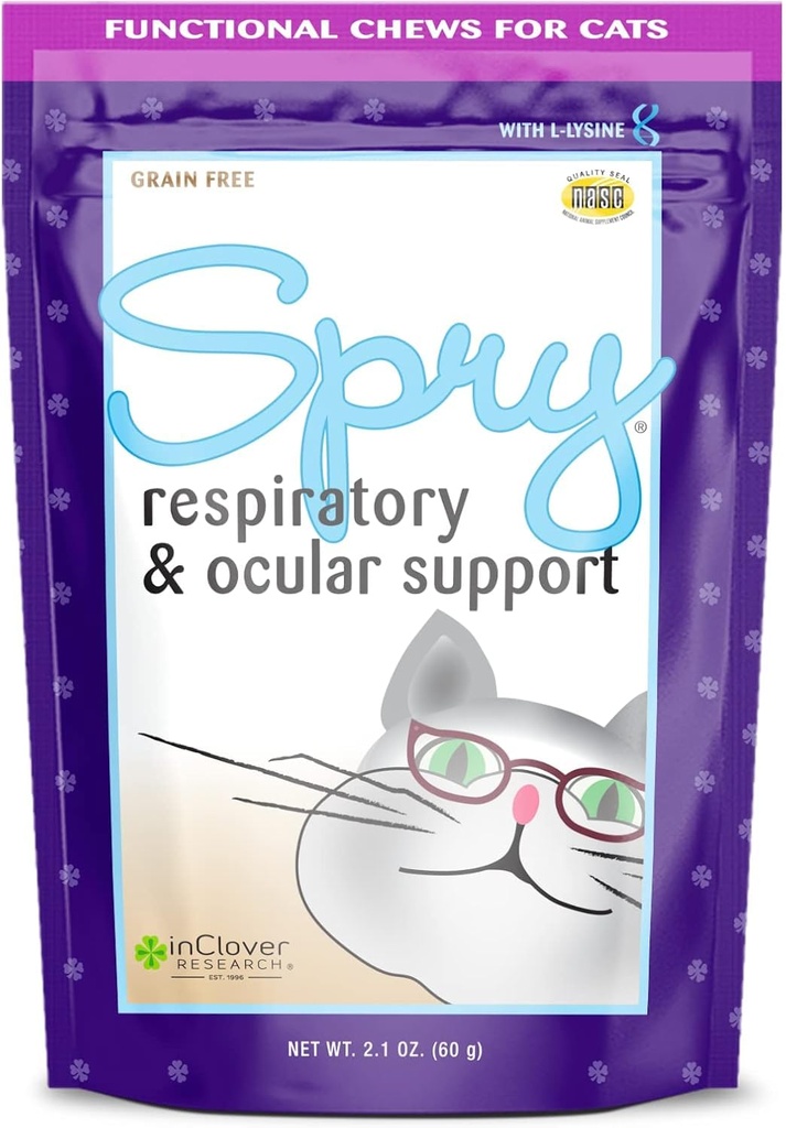 In Clover Spry Daily Respiratory and Ocular Support Soft Chews für Katzen, mit L-Lysine, Superfoods und Prebiotics für ein starkes Immunsystem, 2.1 oz. (60 count)