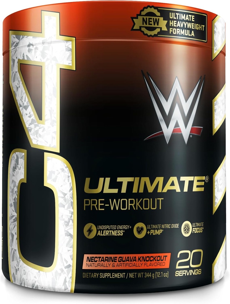 Cellucor C4 Ultimate x WWE Pre Workout Powder Nectarine Guava Knockout - Sugar Free Preworkout Energy Supplement für Männer und Frauen - 300mg Koffein + 3.2g Beta Alanine + patentierte Kreatinen - 20 Servierungen